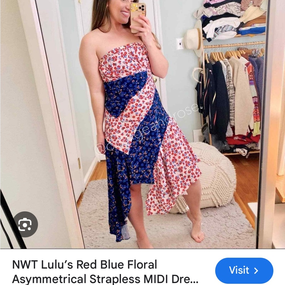 Lulus asymmetrical dress floral patchwork